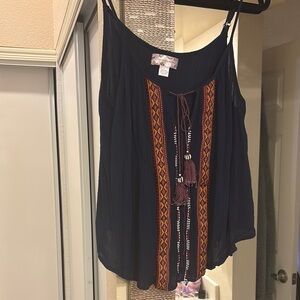 Band of Gypsies Bohemian navy top w tassels